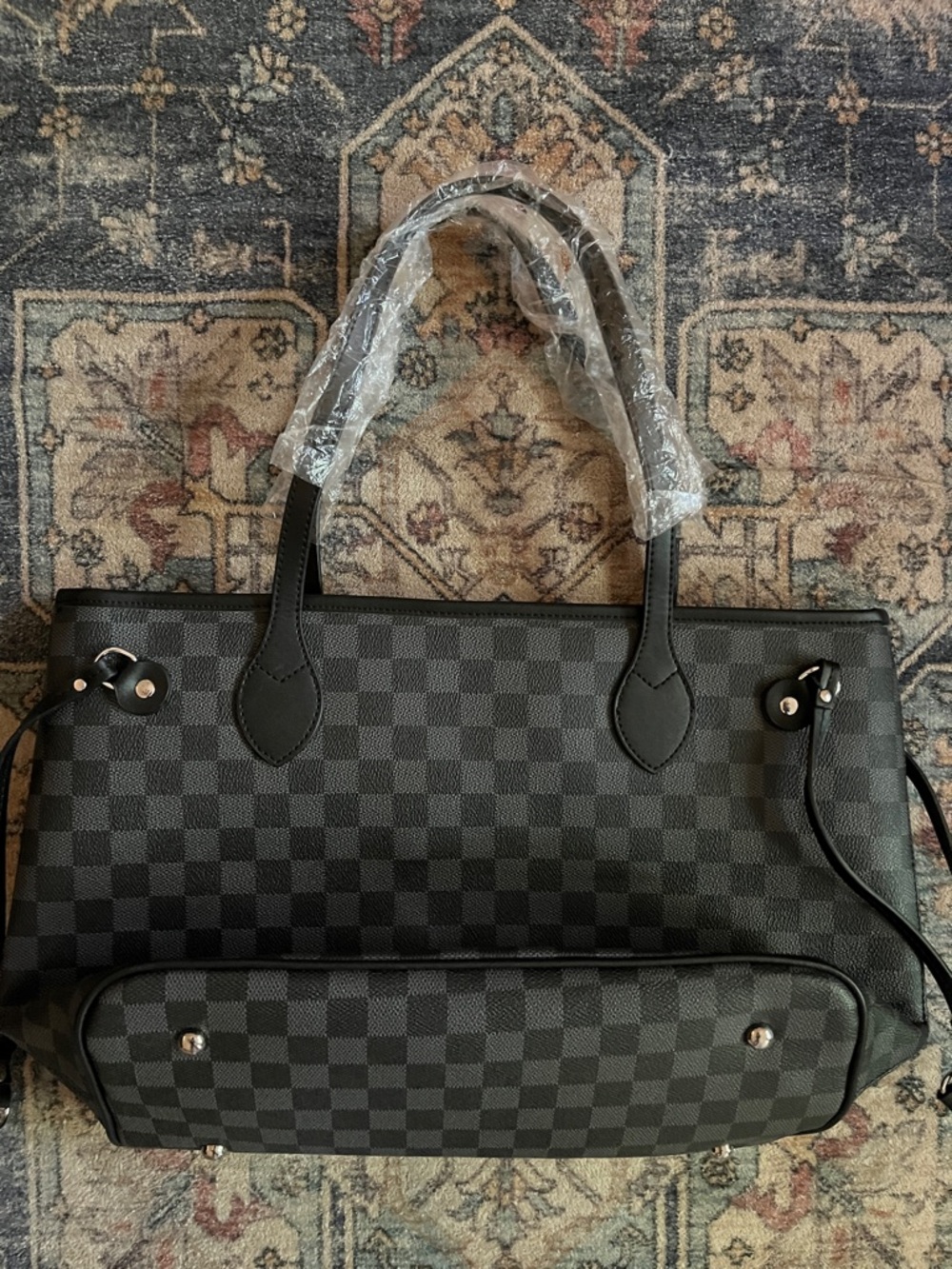 NWOT Black Checkered Tote Bag - Classic Everyday Carry